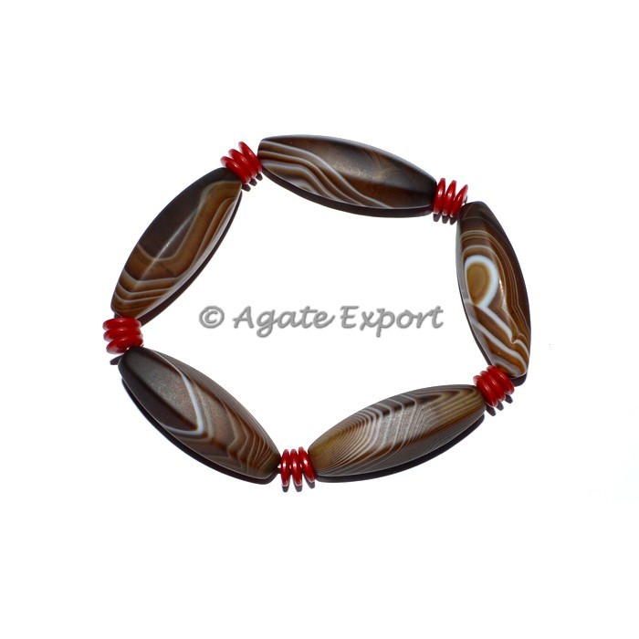 Thrid Eyen Banded Agate Faceted Pipe Bracelets Wholesale - Buy Bulk Gemstone Bracelets (Bracelet-121)