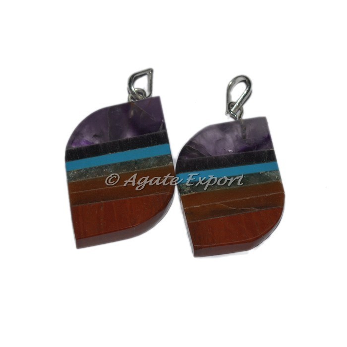 Bonded 7 Chakra Parallelogram Pendants Wholesale - Buy Bulk Chakra Jewellery (C-M-Pendant-173)