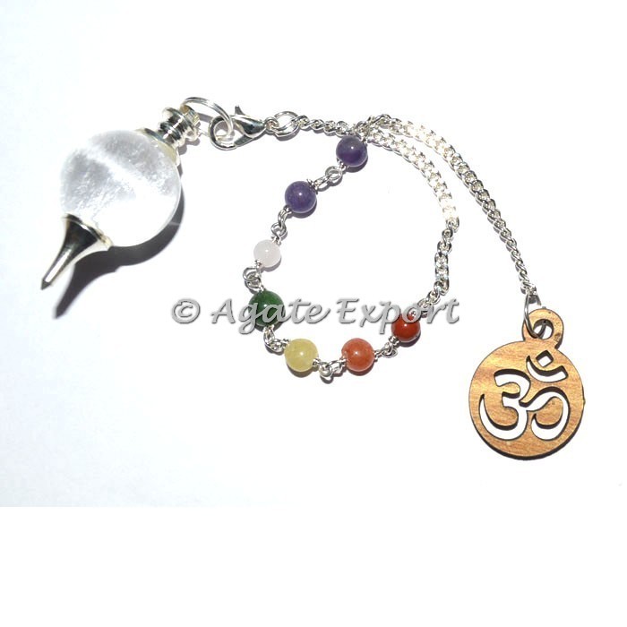 Péndulos de cuentas de chakras con bola de cuarzo al por mayor - Comprar péndulos a granel (C-Pen-117)