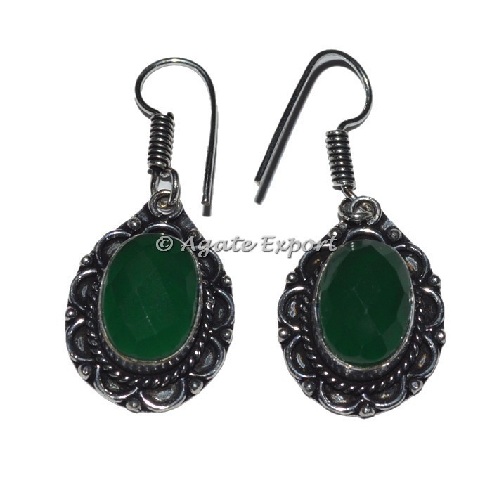 Green Onyx Fashion Stones Earrings Wholesale - Buy Bulk Healing Stone Jewellery (H-Earring-080)