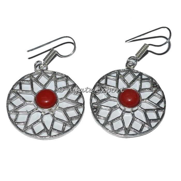 Flower Of Life Red Earrings Wholesale - Buy Bulk Healing Stone Jewellery (H-Earring-096)