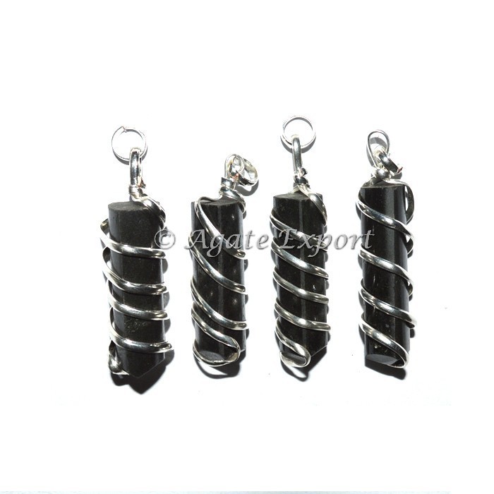 Colgantes envolventes de lápiz de turmalina al por mayor - Comprar colgantes y cabujones a granel (W-Pendant-087)
