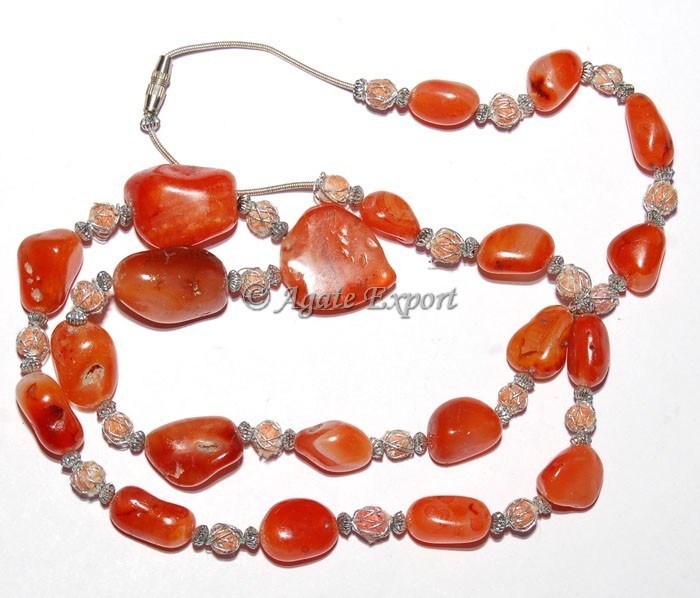 Silver Plated Red Agate Necklace