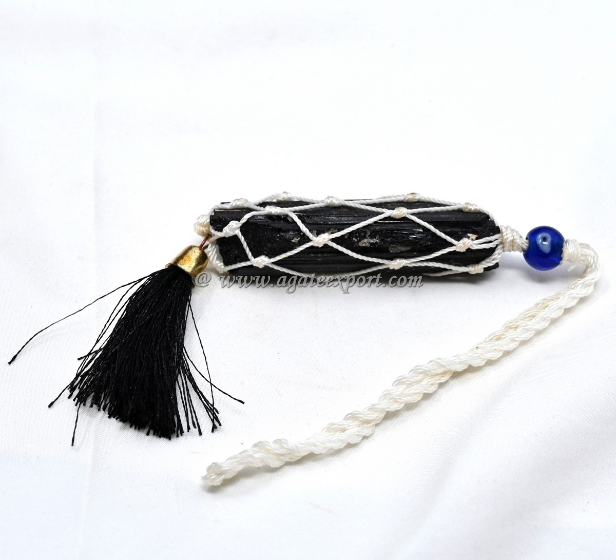 Black Tourmaline One Piece Rough With Evil Eye And Threads At Back For Home And Car