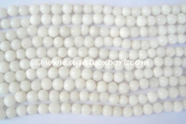 White Agate Round Beads