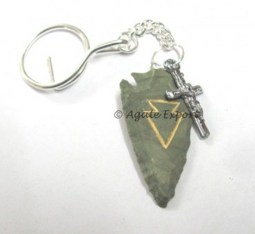Mix Agate Carved Arrowheads With Keyrings