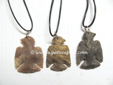 Agate Thunderbird Arrowheads Necklace