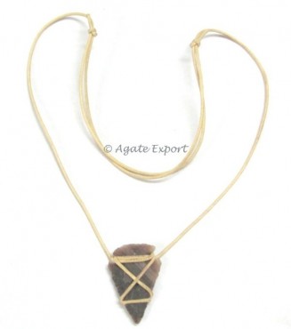 Arrowheads White Lather Cord Necklace