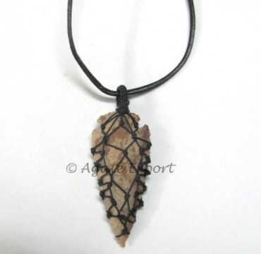 Wire Wrap Cord Arrowehads Necklace