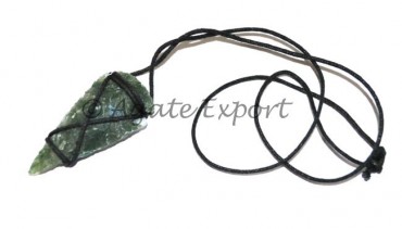 Green Jasper Wrap Arrowheads Necklace