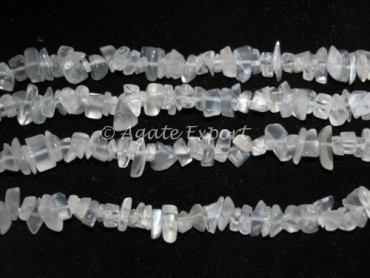 White Moonstone Chips Beads Strand