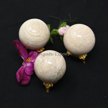 Cream Moonstone Spheres
