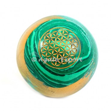Synthetic Malachite Flower of life Spheres