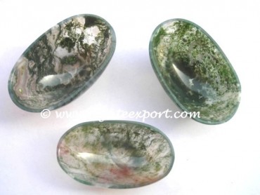 Moss Agate Oval Shape Bowl Appox.3 Inch