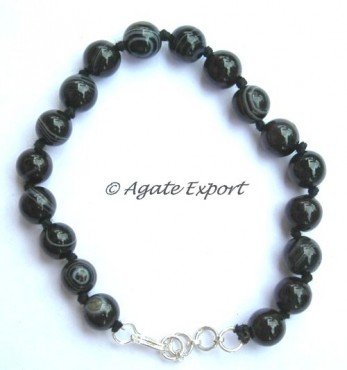 Black Onyx Round Beads Bracelets
