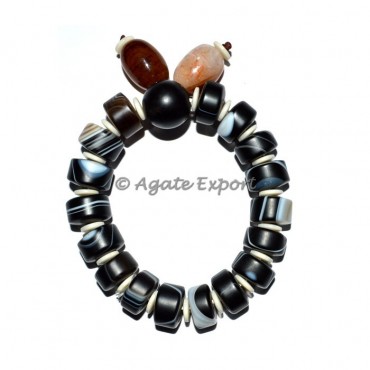 Sulaymani Black Agate Tyre Shape Bracelets