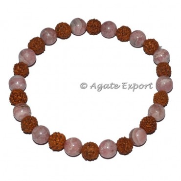 Rhodochrosite With Rudrakhsa Bracelet