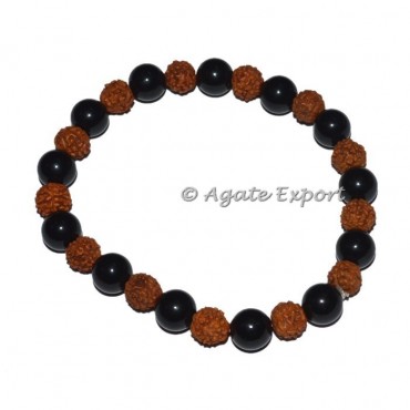 Black Touramline With Rudraksha Bracelet
