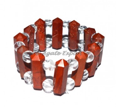 Red Jasper Points With Crystal Quartz Bracelet