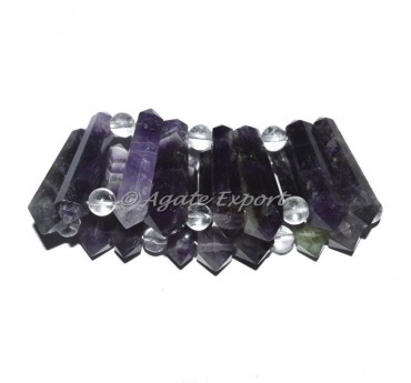 Amethyst Double Pencil With Crystal Quartz Bracelets