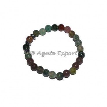 Moss Agate Bracelets with Round Charm