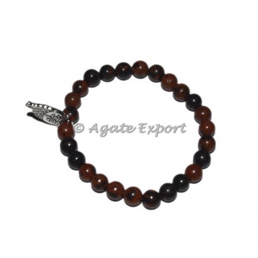 Mahogany Obsidian Bracelets with Owl Charm