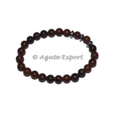 Mahogany Obsidian Bracelets with Round Charm