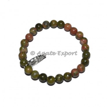 Unakite Bracelet with Owl Charm