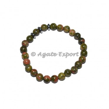 Unakite Bracelets with Round Charm