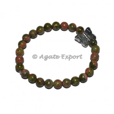 Unakite Bracelets with Butterfly Charm
