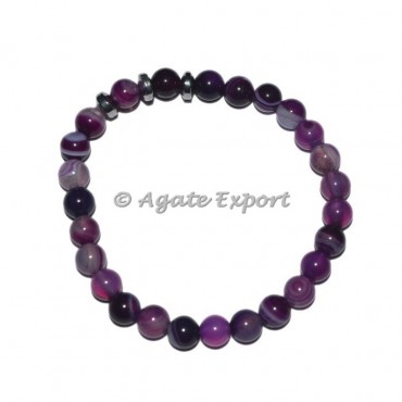 Pink Agate Bracelets with Round Charm