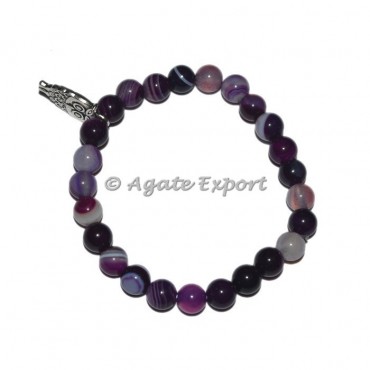 Pink Agate Bracelets with Owl Charm