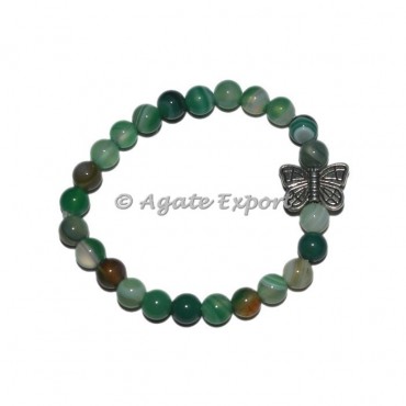 Green Agate Bracelets with Butterfly Charm