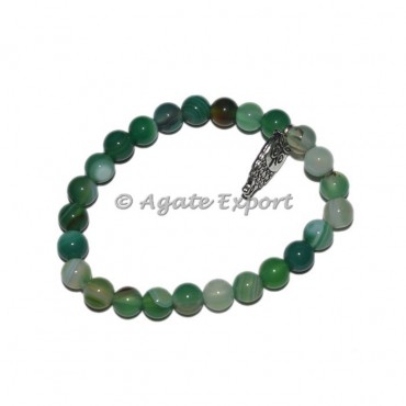Green Agate Bracelets with Owl Charm