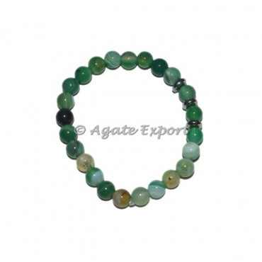 Green Agate Bracelets with Round Charm