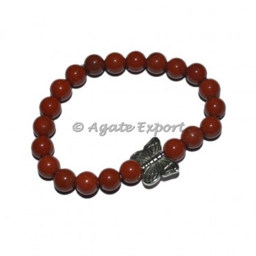 Red Jasper Bracelets with Butterfly Charm A grade