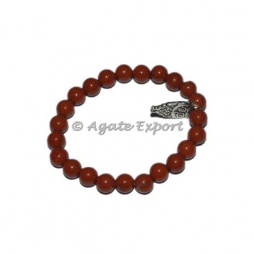 Red Jasper Bracelets with Owl Charm A grade