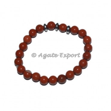 Red Jasper Bracelets with Round Charm A grade