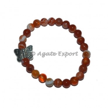Red Onyx Bracelets with Butterfly Charm