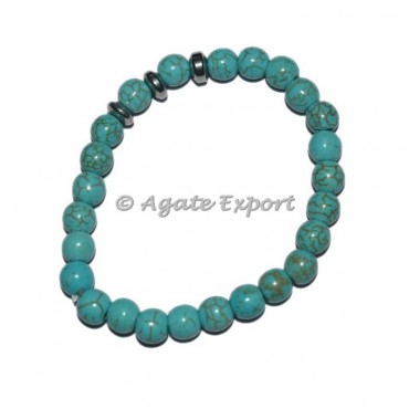 Synthetic Turquoise Bracelets with Round Charm