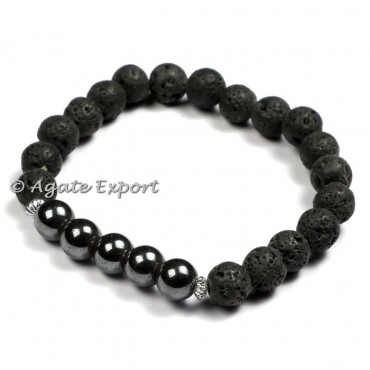 Lava with Hematite Bracelets