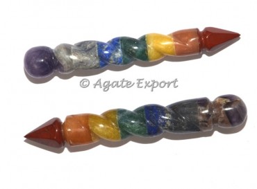 Chakra Bonded Spiral Wands with Pendulum Point