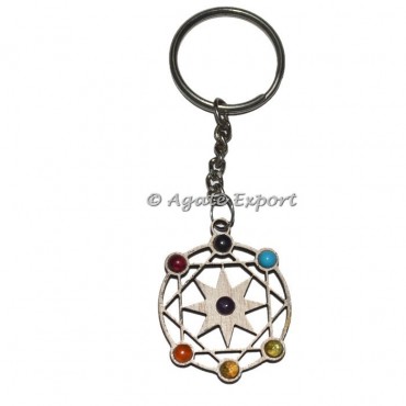 Pentagram Seven Chakra Keychains