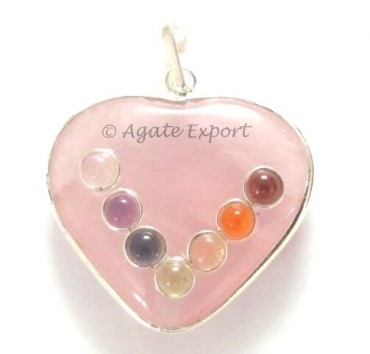 Rose Quartz Chakra Metal Pendants