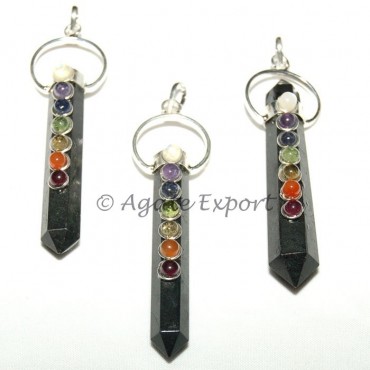 Black Agate Chakra Pendants