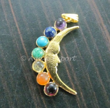 Chakra Crescent Moon Pendant 