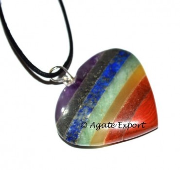 Bonded Chakra Hearts Pendant With Lather Cord