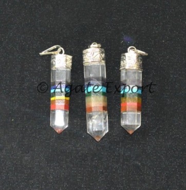 Crystal Quartz Bonded Chakra Pendants