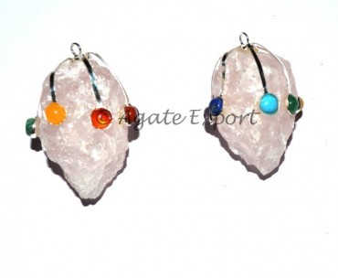 Rose Quartz Rough Chakra Pendant