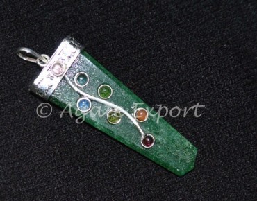 Green Jade Flower Chakra Pendant